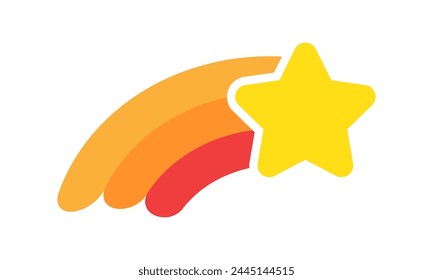 Flying star icon.Feedback, review, evaluation customer. Premium quality. Gold, Yellow rating star. Vector illustration