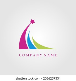 flying star illustration. shooting star logo. flying star illustration. shooting star logo. three colours