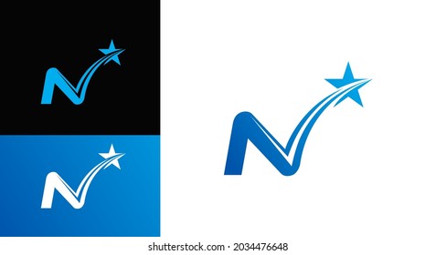 Flying star letter N logo design vector for business identity.