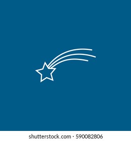 Flying Star Line Icon On Blue Background