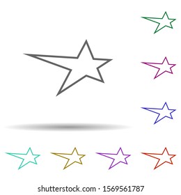 Flying star multi color icon. Simple thin line, outline vector of stars icons for ui and ux, website or mobile application