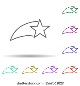 Flying star multi color icon. Simple thin line, outline vector of stars icons for ui and ux, website or mobile application