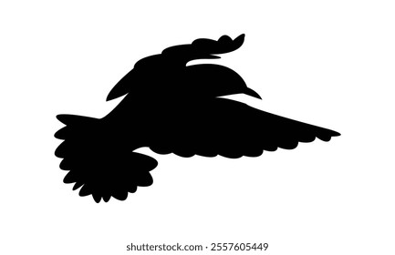 Flying Starling Bird Silhouette Design  And Vector Illustration. 