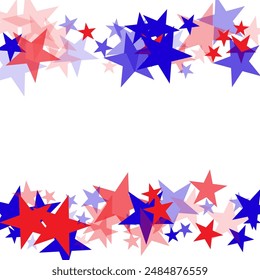  Flying stars confetti american symbols. Independence day holiday abstraction. Web banner template for USA Independence day or Memorial Day