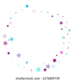 Flying stars confetti holiday vector in cyan blue violet on white. Fireworks sparkles festival symbols. Cute cartoon stars holiday vector. Christmas banner decoration.