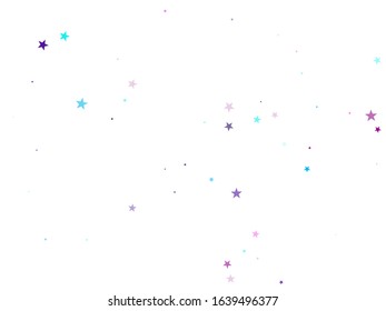 Flying stars confetti holiday vector in cyan blue violet on white. Magic sparkles decorative print. Party stars pattern graphic design. Twinkle starburst astral wallpaper.