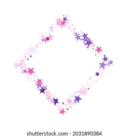 Flying stars confetti holiday vector in pink violet purple on white. Fireworks sparkles festival symbols. Party stars pattern graphic design. Fireworks elements confetti.