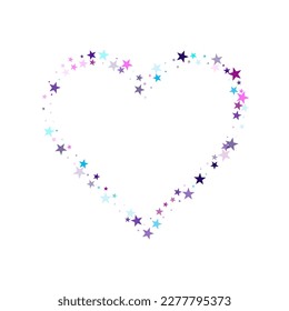 Flying stars confetti holiday vector in cyan blue violet on white. Sky space concept funny artwork. Party stars pattern graphic design. Geometric starlight banner.