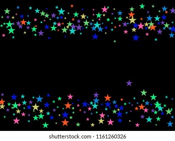 Flying Stars Confetti Vector Magic Cosmic Garland. Cool Christmas Lights, Gamour Sparkles Glitter for Birthday Party Hipster Frame. Noble Rich New Year Holiday Premium Texture Star Dust Explosion