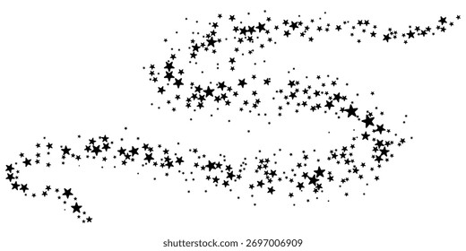 Flying stars. Starry vector decoration effect. Glowing particles, warm light, and stardust create a luxurious for holiday and New Year cards, eps 10.