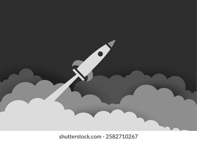 flying startup rocket background in leadership concept vector