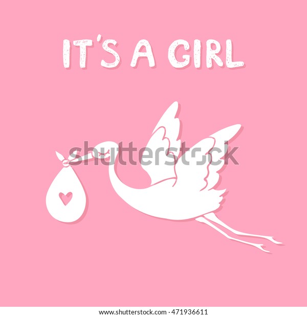 Flying Stork Baby Girl Girl Vector Stock Vector (Royalty Free) 471936611