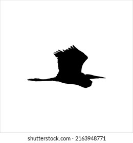 Flying Stork (Bird-Ciconiidae) Silhouette. Vector Illustration