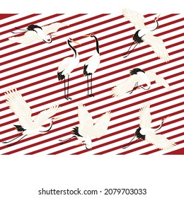 Flying stork birds different angles pattern
