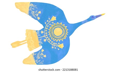 Flying stork. Peace symbol, no war concept. Vector on white background