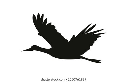 Design De Silhueta De Cegonha Voadora E Ilustração De Vetor. 