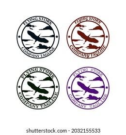 logo de la seda de cigüeña voladora. con diferente color y tipo. vector