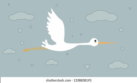 Flying stork vector