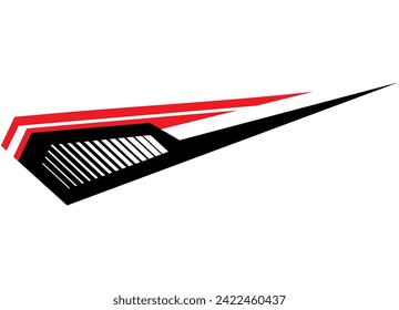 Flying striped vector pattern for a sports car, boat, moto, vehicle body, SUV, toy, sportswear. Race. Red-black Speed ​​background.