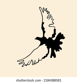 Flying Stylized Bird Vector Illustration. Flying Bird Doodle