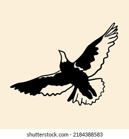  Flying Stylized Bird Vector Illustration. Flying Dove Doodle