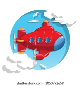 Flying submarine. Isolated on white background. Vector illustration.