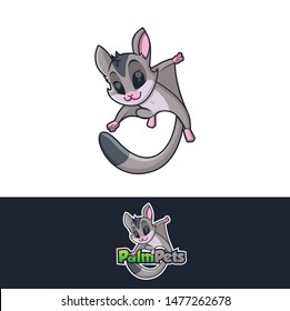 Flying Sugar Glider Character Vector Design