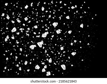 
Flying Sugar Or Salt. A Scattering Of Crystals Of Sugar Or Salt. Realistic Vector Illustration Isolated On Black Background. 
