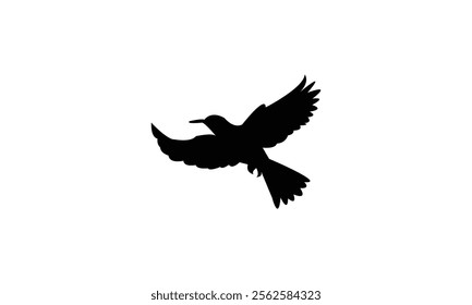Flying Sunbird Silhouette Design  And Vector Illustration. 