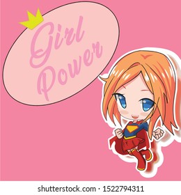 Flying Supergirl with girl power sign