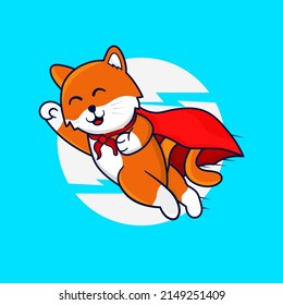 Flying superhero cute cat character