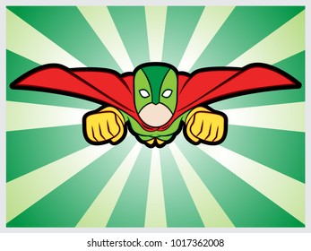 Flying Superhero Illustration