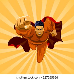 Flying superhero on camera