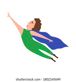 A flying superhero ready to save the day. A man is flying in his pajamas. a comic character on a white isolated background. Flat vector illustration. EPS 10.