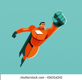 Flying Superhero. Vector Illustration