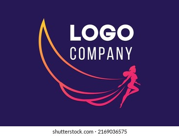 flying superwoman flying yoga savior logo template