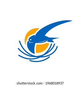 flying swallow animal logo design