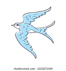 Flying swallow bird isolated vector illustration