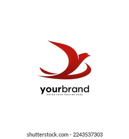 Flying swallow bird logo design template