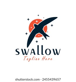 flying swallow bird logo design