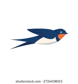 Diseño plano minimalista de un ave golondrina en vuelo, comúnmente utilizado en la naturaleza, la migración y las ilustraciones estacionales