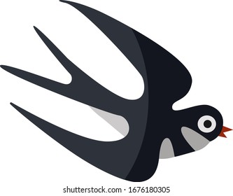 Flying swallow, illustration, vector on white background.
