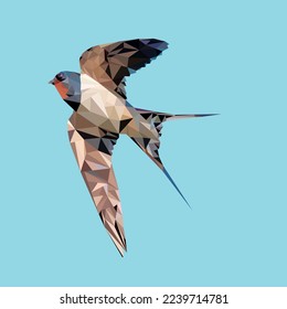 Flying swallow in low poly style