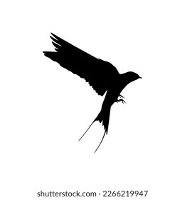 Flying of the Swallows, Martins, and Saw wings, or Hirundinidae Bird Silhouette for Logo, Pictogram, Website, Art Illustration or Graphic Design Element. Vector Illustration