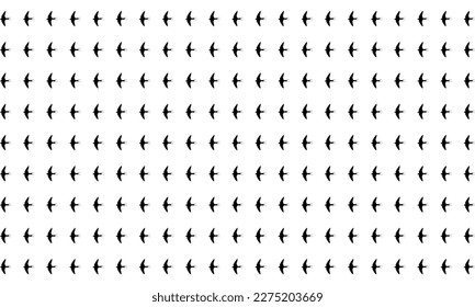 Flying Swallows, Martins, Saw Wings, or Hirundinidae Bird Silhouette for Motifs Pattern. Animal Print Series for Decoration, Ornate, Background, Wallpaper, Fashion, Website, or Graphic Design Element
