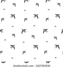 Flying swallows. Pattern seamless with vector illustrations and bird theme
