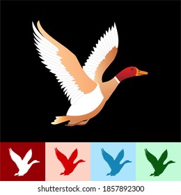 Flying Swan Duck Logo Symbol Icon Vector