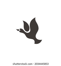 Flying Swan Gänse Wasservögel Silhouette Illustration Logo