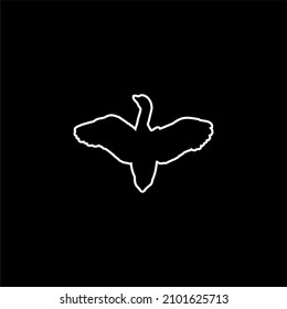 Flying Swan Outline on Black Background Isolated Vector Template for Symbol, Logo, Icon, EPS 10, Etc