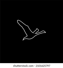 Flying Swan Outline on Black Background Isolated Vector Template for Symbol, Logo, Icon, EPS 10, Etc